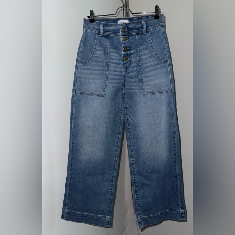 Evereve High Rise Wide Leg Button Fly Jeans - Size 29